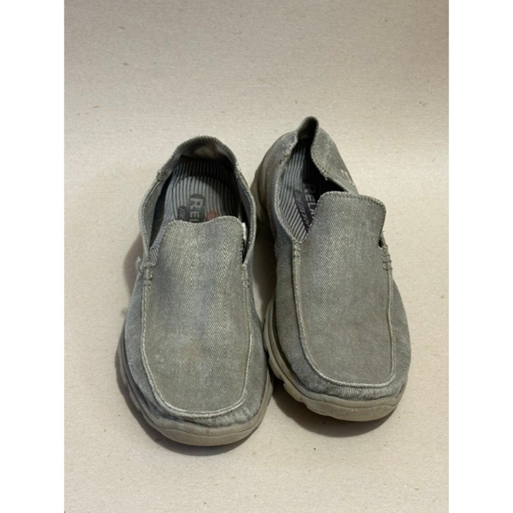 Skechers Relaxed Fit Memory Foam Mens Slip On Shoes Taupe Gray 64368 Size 9